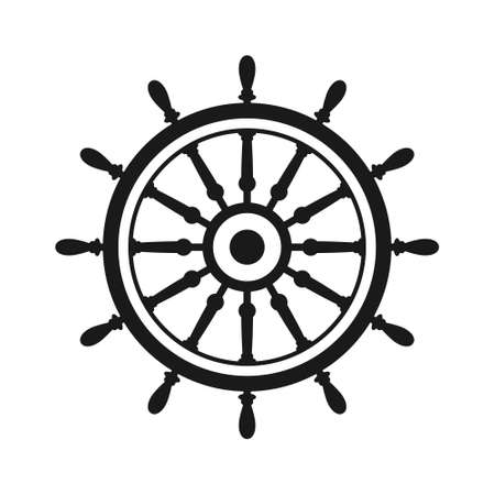 Vintage steering wheel. Ship, yacht retro wheel symbol. Nautical rudder icon. Marine design element. Vector illustrationのイラスト素材