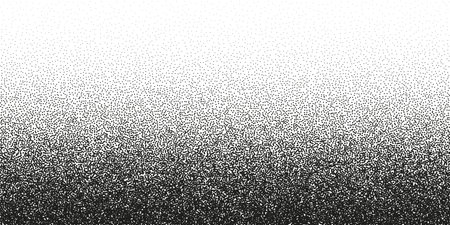 Stipple pattern, dotted geometric background. Stippling, dotwork drawing, shading using dots. Pixel disintegration, random halftone effect. White noise grainy texture. Vector illustrationのイラスト素材