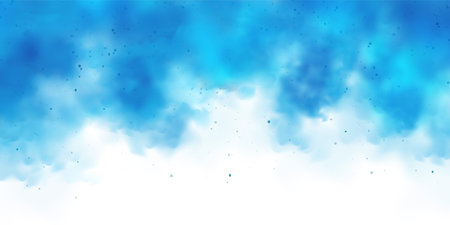 Blue colorful smoke clouds isolated on white background, realistic mist effect, fog. Vapor in the air.Vector illustrationのイラスト素材