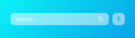 Transparent search bar. Internet browser engine with search box, address bar and text field. UI design, website interface element with web icons and push button. Vector illustrationのイラスト素材