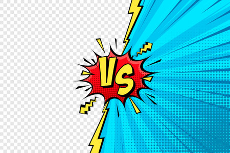 Cartoon comic background with blank place for your design. Fight versus. Comics book colorful competition or challenge poster mockup. Retro Pop Art style. Vector illustrationのイラスト素材