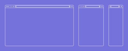 Blank web browser, internet page window with toolbar and search field. Modern website in flat style,...