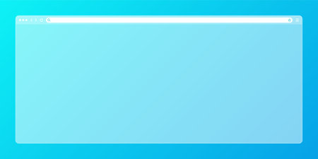 Blank transparent web browser window with toolbar and search field on colorful background. Modern website, internet page. Browser mockup for computer, tablet and smartphone. Vector illustrationのイラスト素材