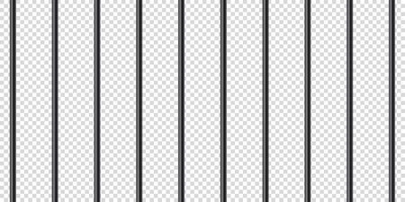Black realistic metal prison bars. Detailed jail cage, prison iron fence. Criminal background mockup. Vector illustrationのイラスト素材