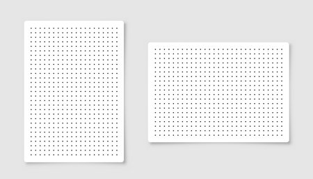 Dotted graph paper with grid. Polka dot pattern, geometric texture for calligraphy drawing or writing. Blank sheet of note paper, school notebook. Vector illustrationのイラスト素材