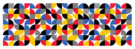 Geometric trendy pattern, Bauhaus style. Modern colorful background with simple elements. Retro...