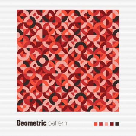 Geometric trendy pattern, Bauhaus style. Modern colorful background with simple elements. Retro texture with basic geometric shapes. Print design, minimalist poster cover. Vector illustrationのイラスト素材