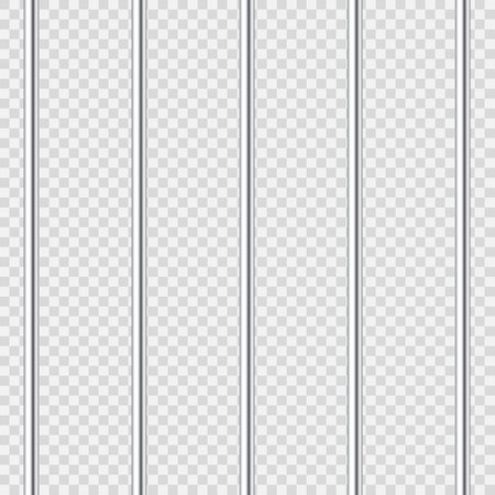 Realistic shiny metal prison bars. Detailed jail cage, prison iron fence. Criminal background mockup. Vector illustrationのイラスト素材