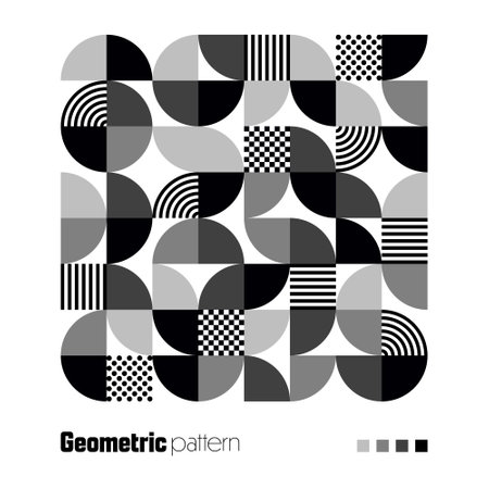 Geometric trendy pattern, Bauhaus style. Modern background with simple elements. Retro texture with basic geometric shapes. Print design, minimalist poster cover. Vector illustrationのイラスト素材