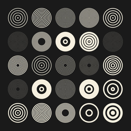 Brutalist geometric shapes, symbols. Simple primitive elements and forms. Bauhaus retro design, trendy contemporary minimalist style. Vector illustrationのイラスト素材