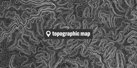 Topographic map with contour lines. Geographic terrain grid, relief height elevation. Ground path pattern. Travel and navigation, cartography design element. Vector illustrationのイラスト素材