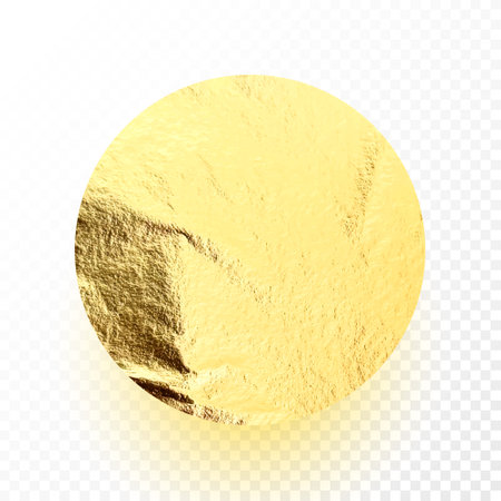 Gold foil, shiny handmade circle. Golden glittering texture, pattern. Luxury shining hand drawn background. Wedding, greeting card decoration element. Modern minimalist art. Vector illustrationのイラスト素材