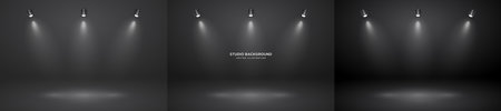Empty studio abstract background, soft spotlight effect, smooth gradient and subtle stage lighting. Perfect for product showcases, presentations, branding, elegant display setup. Vector illustrationのイラスト素材