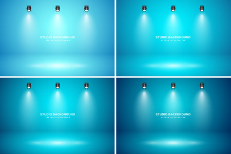 Empty studio abstract background, soft spotlight effect, smooth gradient and subtle stage lighting. Perfect for product showcases, presentations, branding, elegant display setup. Vector illustrationのイラスト素材