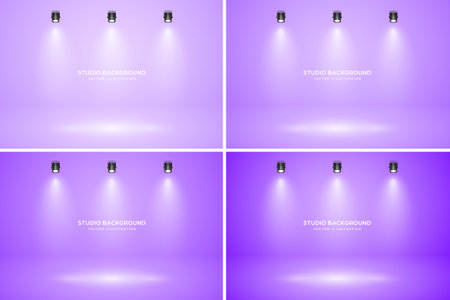 Empty studio abstract background, soft spotlight effect, smooth gradient and subtle stage lighting. Perfect for product showcases, presentations, branding, elegant display setup. Vector illustrationのイラスト素材