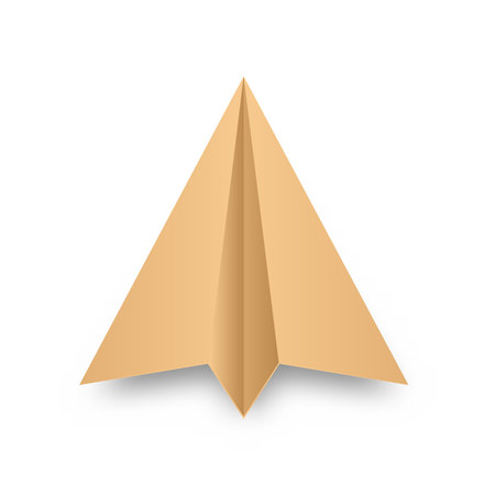 Realistic handmade paper plane on transparent background. Origami aircraft in flat style. Vector illustration.のイラスト素材