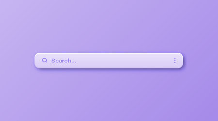 Colorful 3d search bar template. Internet browser engine with search box, address bar and text field. UI design, website interface element with web icons and push button. Vector illustrationのイラスト素材