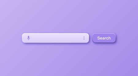 Colorful 3d search bar template. Internet browser engine with search box, address bar and text...