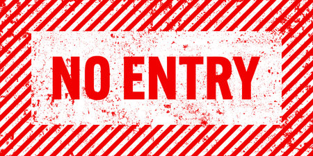 Warning sign with red and white diagonal lines. Attention, danger or caution symbol. Construction...
