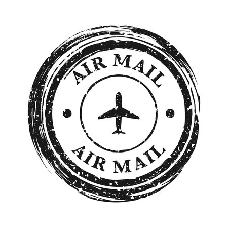 Post stamp, label or badge. Grunge imprint and postmark with text. Brown vintage circle postcard watermark. Used envelope design element. Vector illustrationのイラスト素材