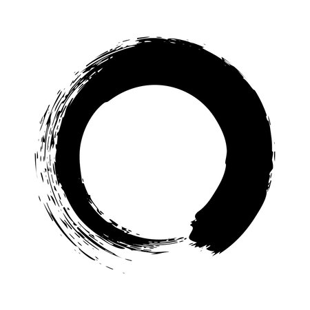 Grunge circle, brush strokes, lines, ink smudges, hand-drawn scribble shape. Handmade sketchy mark, acrylic stains, charcoal streaks. Paint texture, dry brush effect. Vector illustrationのイラスト素材