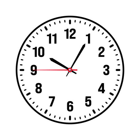 Mechanical clock face with arabic numerals, bezel. Watch dial with minute, hour marks and numbers....