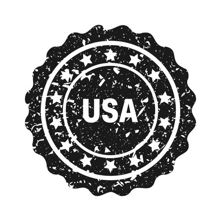 Post stamp, label or badge. Grunge imprint and postmark with text. Brown vintage circle postcard watermark. Used envelope design element. Vector illustrationのイラスト素材