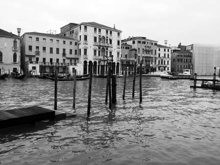 black and white view of Venice in autumnの写真素材