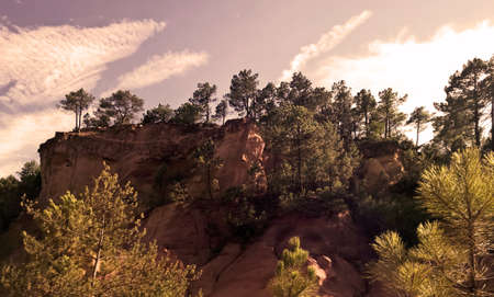 Red cliffs in the Luberon, South of Franceの写真素材