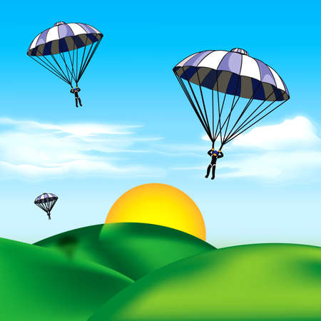 Paratroopers over the hills のイラスト素材
