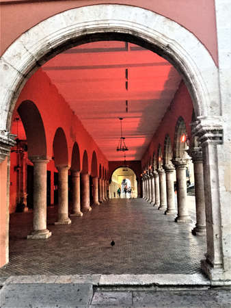 walking arcades in merida downtown, mexicoのeditorial素材