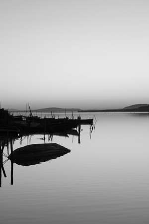 Pond black and whiteの写真素材