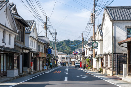 Arita, Japan - November 9, 2024: The image shows a view down the main street of Arita with...