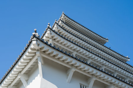 Shimabara, Japan - November 13, 2024: The upper section of the main keep of Shimabara Castle is...