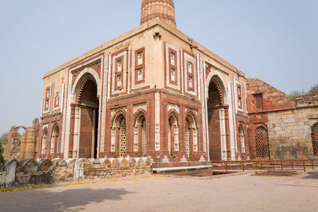 Delhi, India - March 30, 2024: The image shows a side view of the Alai Darwaza gate with its ornate...