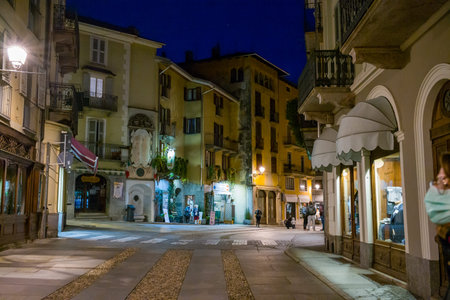 Ville de Verallo, Italy - September 27, 2020: Several people are visible walking and standing along...