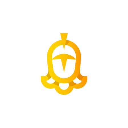 Vector illustration of a knight's helmet in golden colorのイラスト素材