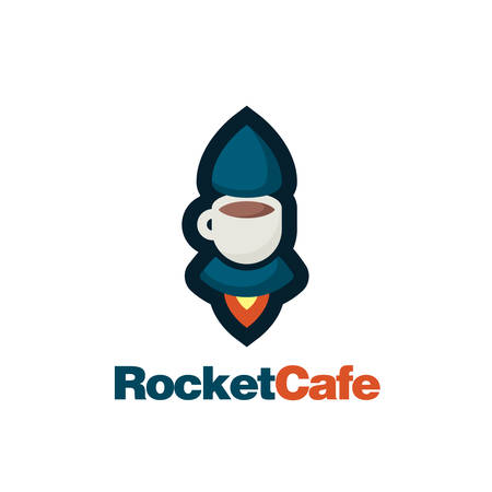 Conceptual  of a rocket and cup of coffeeのイラスト素材