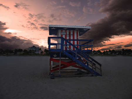 Lifeguard tower in Miami Beachのeditorial素材