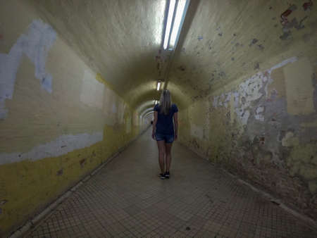dark tunnel subwayの写真素材