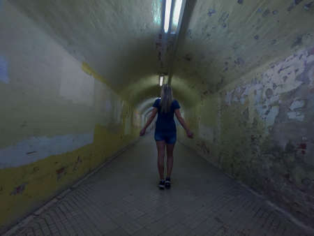 dark tunnel subwayの写真素材