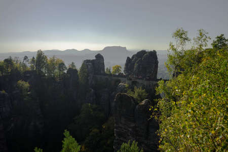Saxony Bastei Mountains national park nature panoramaのeditorial素材
