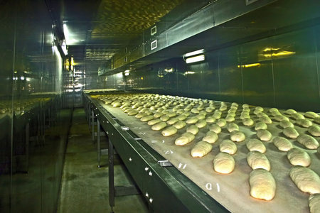 Bread production in a factory in Romania