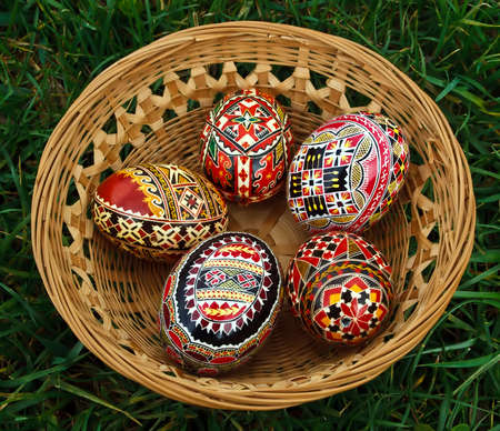 Trditional painted Easter eggs. Specific for the N-E of Romania.の写真素材