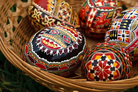 Trditional painted Easter eggs. Specific for the N-E of Romania.の写真素材