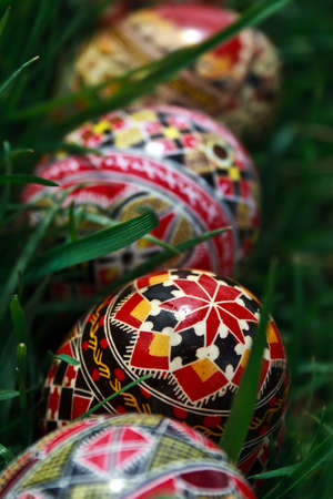 Trditional painted Easter eggs. Specific for the N-E of Romania.の写真素材