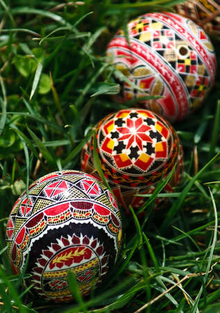 Trditional painted Easter eggs. Specific for the N-E of Romania.の写真素材
