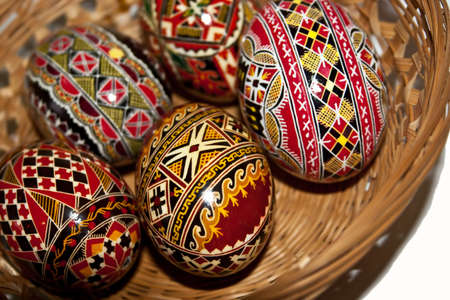 Trditional painted Easter eggs. Specific for the N-E of Romania.の写真素材