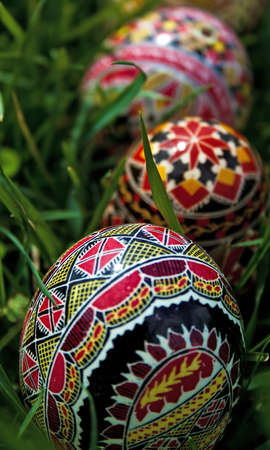 Trditional painted Easter eggs. Specific for the N-E of Romania.の写真素材
