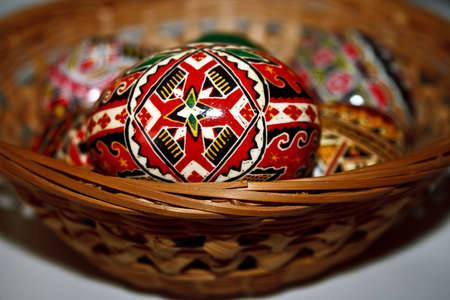 Traditional painted Easter eggs. Specific for the N-E of Romania.の写真素材